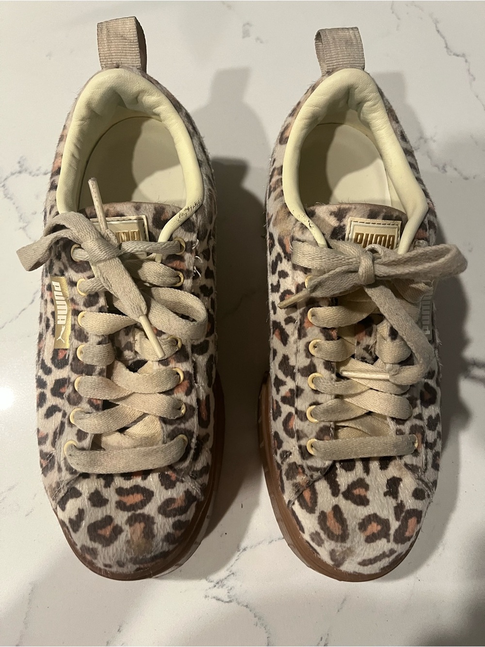 Puma Leopard Print Trainers in Cream, Tan & Brown